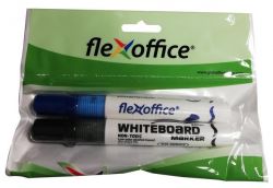 FLEXOFFICE "WB02", 2,5 mm, kúpos,  2 db/bliszter, kék,fekete Táblamarker